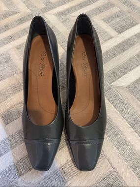 Rose Petals, Charcoal Square-Toe Heels